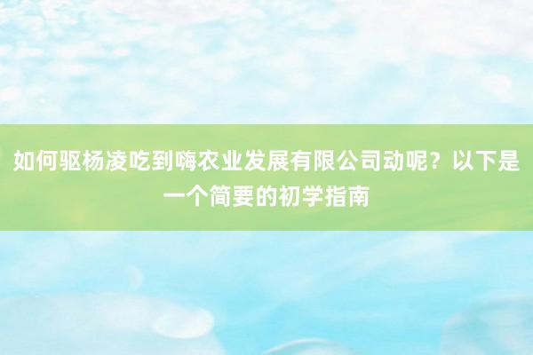如何驱杨凌吃到嗨农业发展有限公司动呢？以下是一个简要的初学指南
